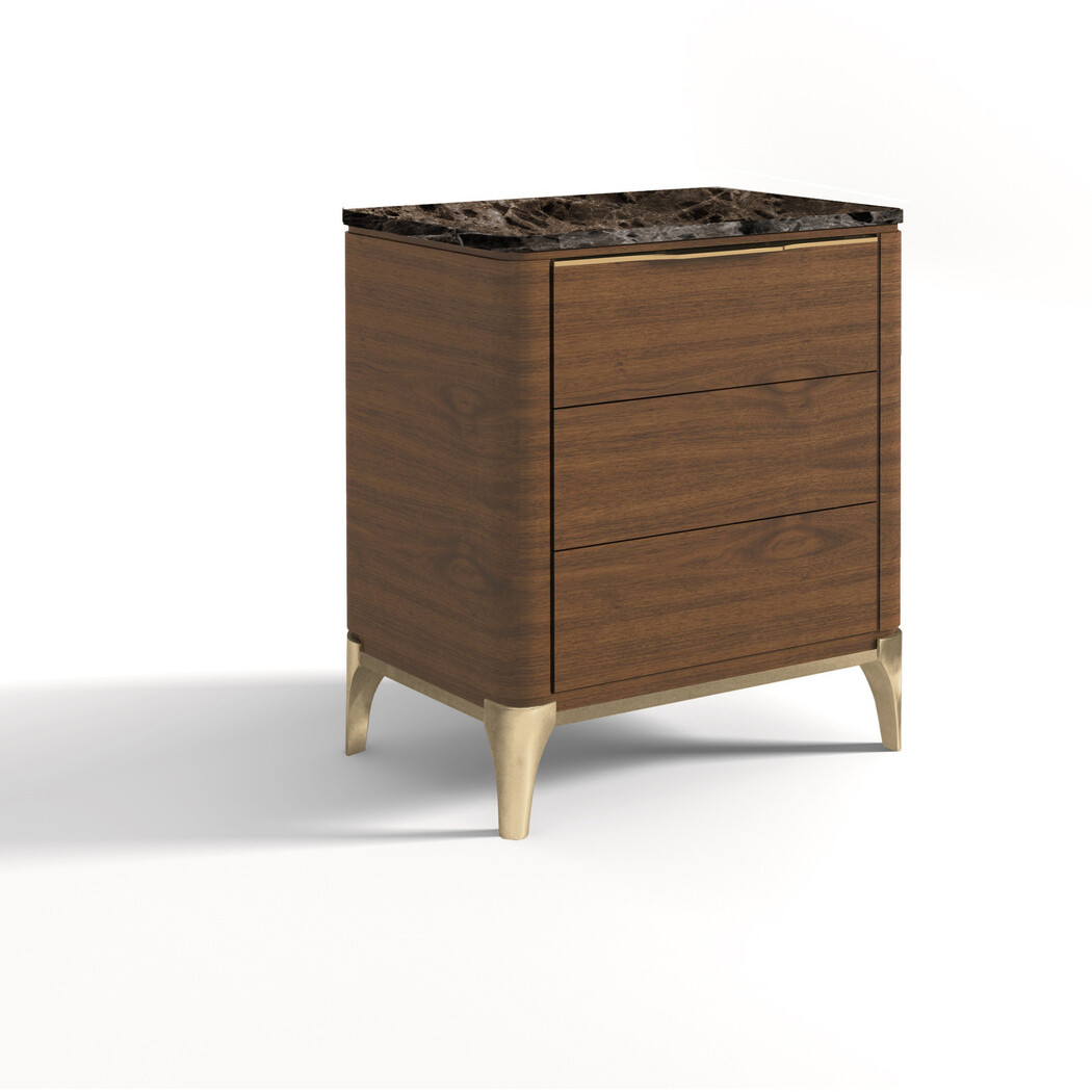 BEDSIDE TABLE (Marble top & wooden front)